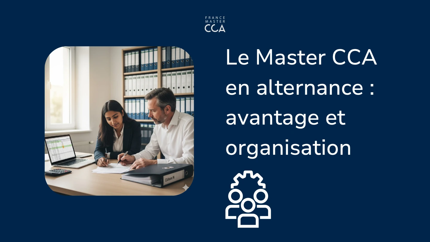 Étudiant en alternance Master CCA travaillant sur un dossier de clôture en cabinet d’expertise comptable