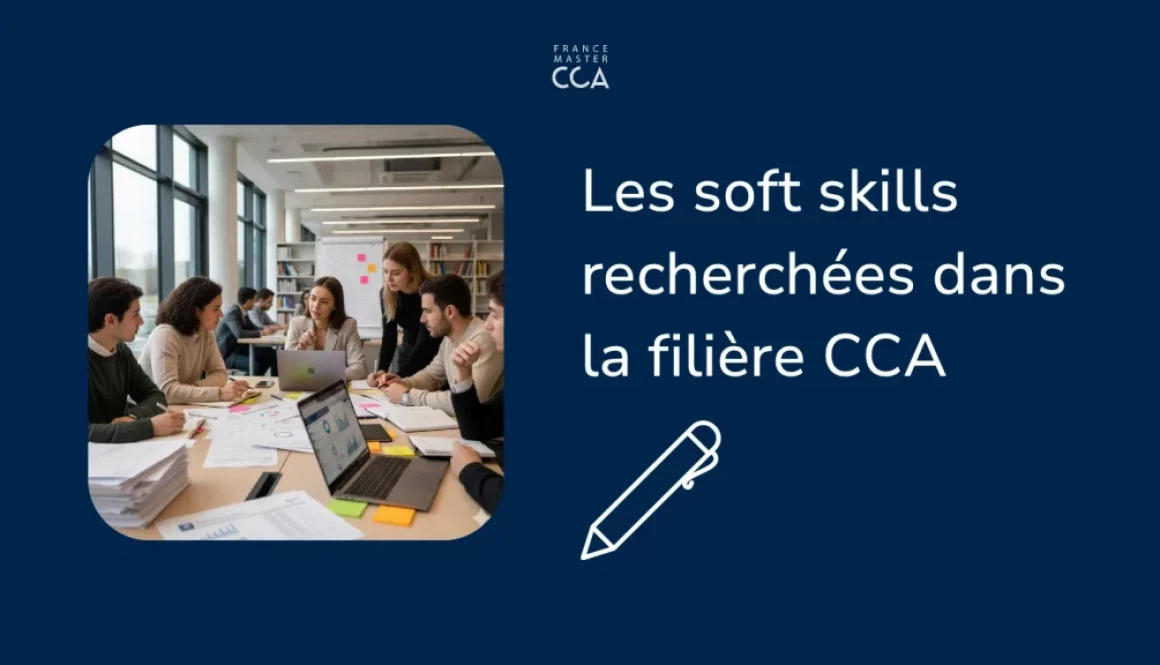 Étudiants du Master CCA travaillant en équipe sur des états financiers pour illustrer les soft skills clés